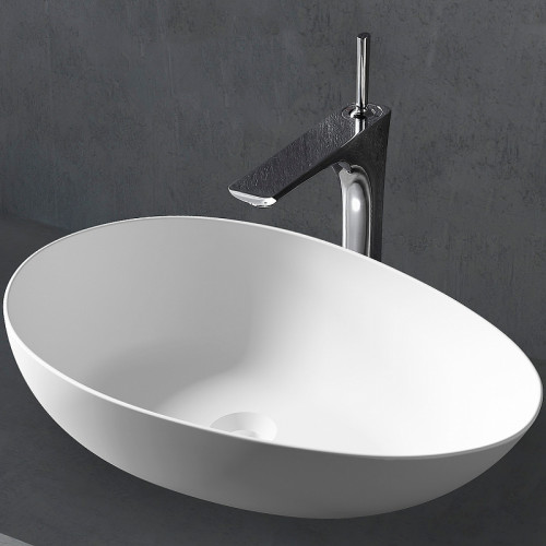 Раковина-чаша Abber Stein 60 AS2615 Белая матовая искусственный камень (литьевой мрамор) накладная