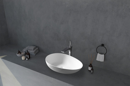 Раковина-чаша Abber Stein 60 AS2615 Белая матовая искусственный камень (литьевой мрамор) накладная