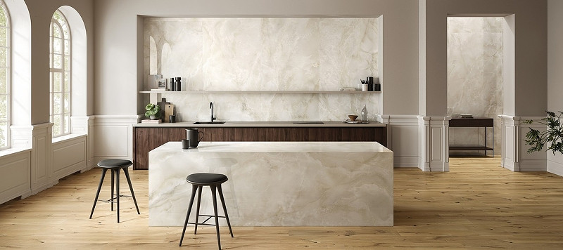 Керамогранит Ceramiche Piemme Majestic Onyx Pearl White Lev Ret 05447 60х120 см бежевый для ванной комнаты, для кухни Италия