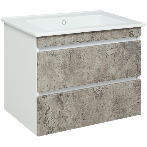 Тумба под раковину Runo Манхэттен 75 00-00001019 Серый бетон Белая МДФ / ЛДСП