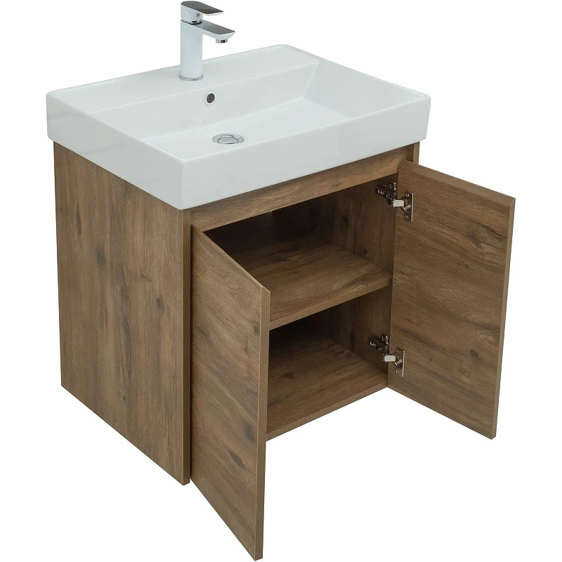 Тумба с раковиной Aquanet Nova Lite 60 302525 подвесная Дуб рустикальный МДФ / ЛДСП