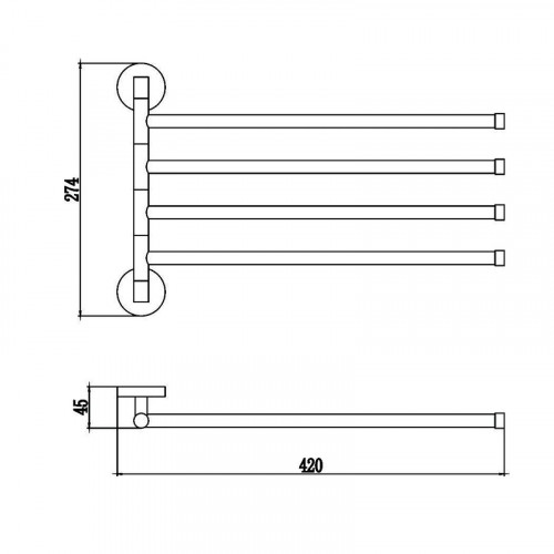 Полотенцедержатель Savol S-008704 поворотный цвет Хром