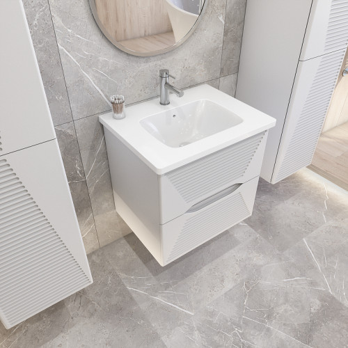 Тумба под раковину Caprigo Modo Terza 60 35611-SF027 подвесная цвет Белый