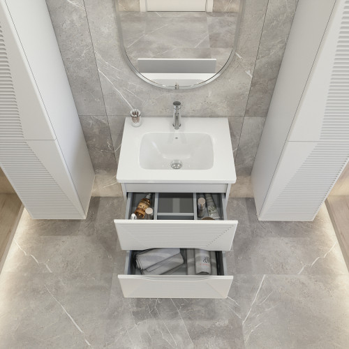 Тумба под раковину Caprigo Modo Terza 60 35611-SF027 подвесная цвет Белый