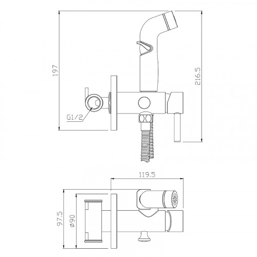 Гигиенический душ со смесителем Olive's Balear 13142BL Хром латунь на стену