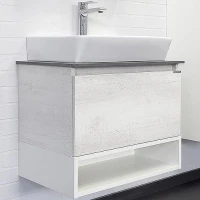 Тумба с раковиной Comforty Прага 60 00-00014535 подвесная Дуб белый Белая глянцевая Графит