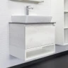 Тумба с раковиной Comforty Прага 60 00-00014535 подвесная Дуб белый Белая глянцевая Графит