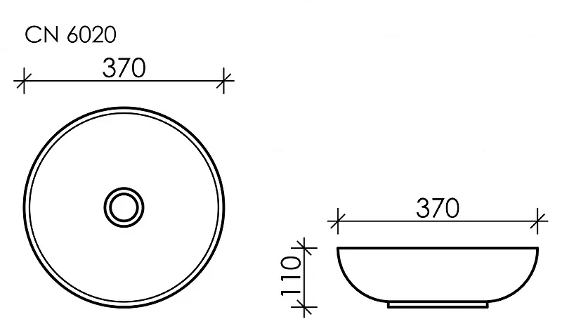 Раковина-чаша Ceramicanova Element 37 CN6020 Белая фарфор накладная