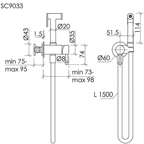 Гигиенический душ со смесителем Sancos Etna SC9033CH Хром