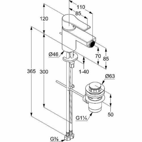 Смеситель для биде Kludi Zenta SL 485303965 Черный матовый