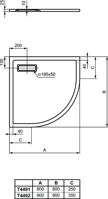 Акриловый поддон для душа Ideal Standard Ultraflat New 90х90 T449201 Белый