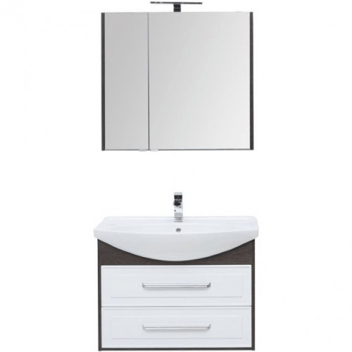 Тумба под раковину Aquanet Остин 85 200908 подвесная Белый глянец Дуб кантербери МДФ / ЛДСП