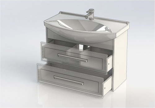 Тумба под раковину Aquanet Остин 85 200908 подвесная Белый глянец Дуб кантербери МДФ / ЛДСП