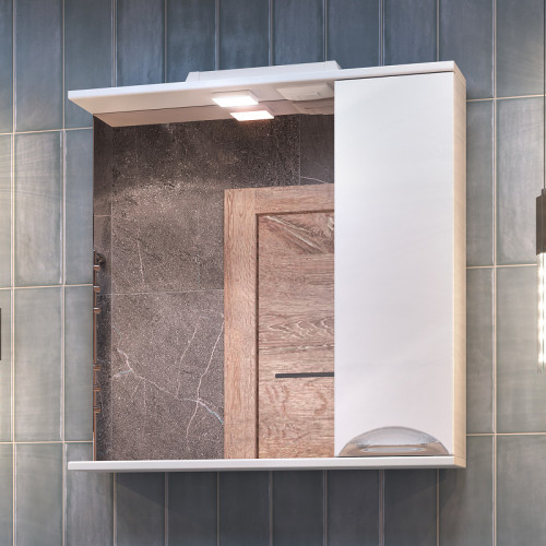 Зеркало со шкафом Vigo Callao 70 R z.CAL.70.R.El с подсветкой Белое МДФ / ЛДСП, стекло