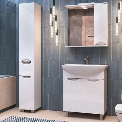 Зеркало со шкафом Vigo Callao 70 R z.CAL.70.R.El с подсветкой Белое МДФ / ЛДСП, стекло