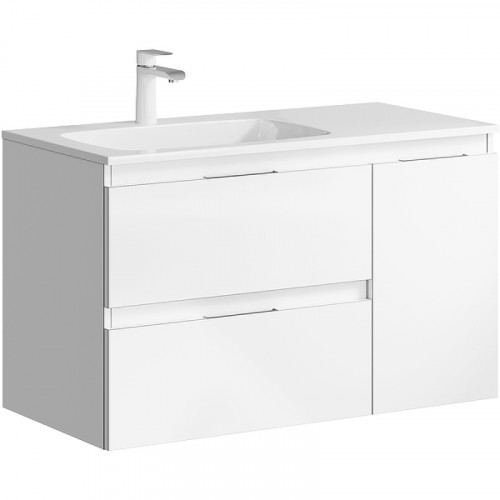 Тумба под раковину Aqwella Accent 90 L ACC0109LW подвесная Белая МДФ / ЛДСП