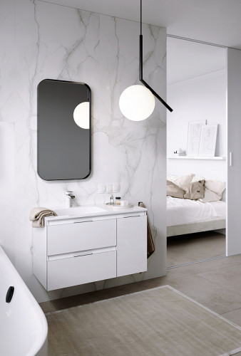 Тумба под раковину Aqwella Accent 90 L ACC0109LW подвесная Белая МДФ / ЛДСП