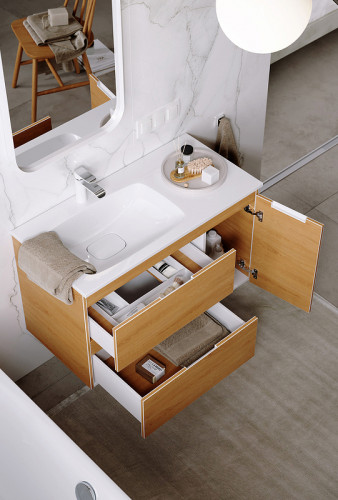 Тумба под раковину Aqwella Accent 90 L ACC0109LW подвесная Белая МДФ / ЛДСП