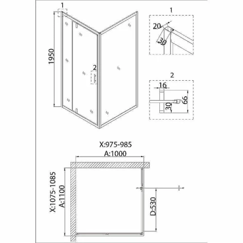 Душевой уголок Niagara Nova 110х100 NG-83-11AB-A100B профиль Черный стекло прозрачное