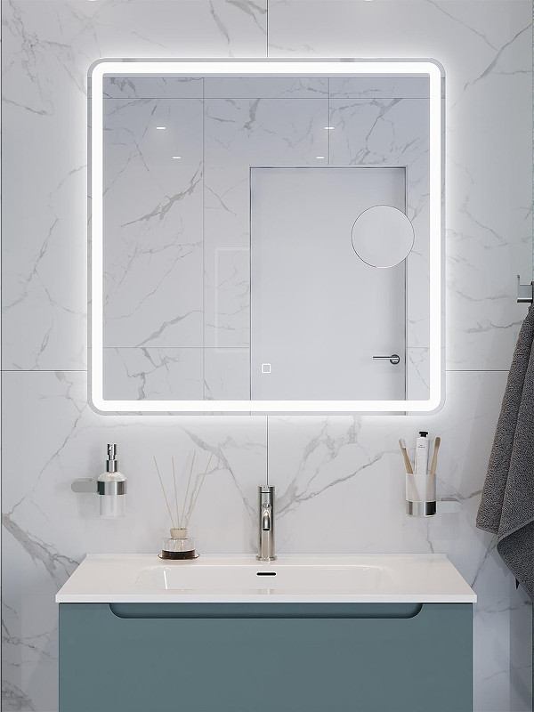 Зеркало BelBagno Марина (Marino) 80 SPC-MAR-800-800-LED-TCH-LNZ с подсветкой с сенсорным выключателем и увеличением