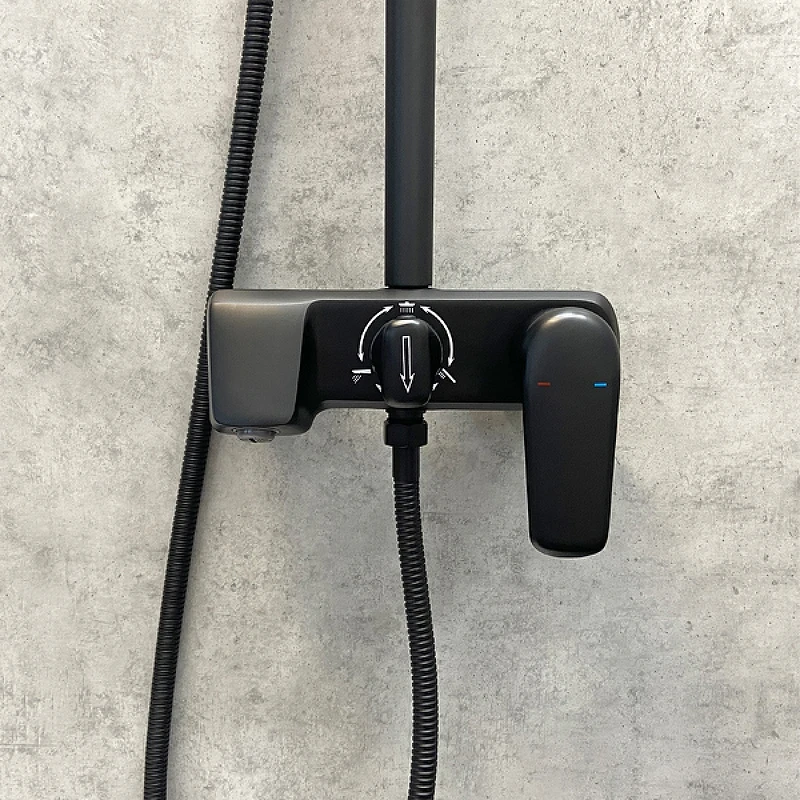 Душевая система Comforty FF074R-CMT 00-00004536 Черная латунь на стену