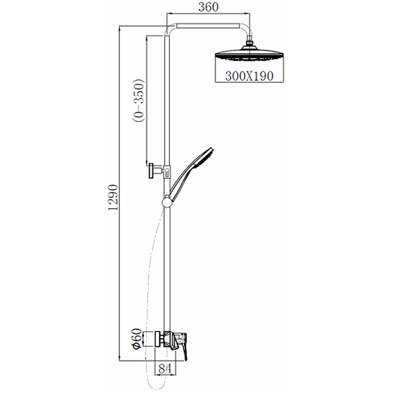 Душевая система Comforty FF074R-CMT 00-00004536 Черная латунь на стену