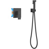 Гигиенический душ со смесителем Aquatek Либра AQ1619MB Черный матовый латунь встраиваемый