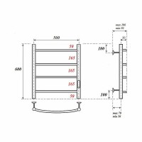 Электрический полотенцесушитель Point Афина PN04856 П4 500x600 диммер справа Хром