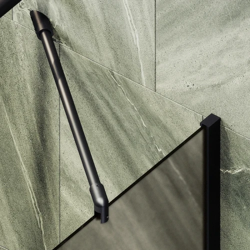 Шторка на ванну Maybah Glass MGV-77-6ш 900x1400 в широком профиле Черный стекло бронзовое матовое