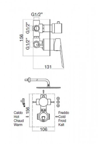 Смеситель для душа Webert Sax Evolution SE880601740 Белый матовый встраиваемый