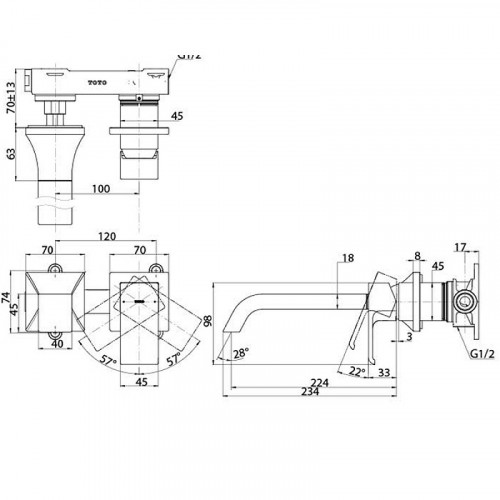 Смеситель для раковины Toto GC TLG08308R Хром