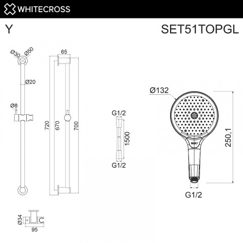 Душевой гарнитур Whitecross SET51TOPGL цвет Золото