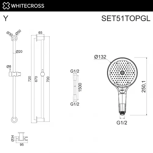 Душевой гарнитур Whitecross SET51TOPGL цвет Золото