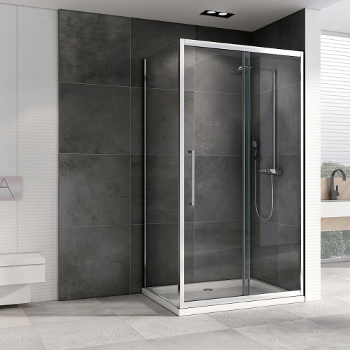 Душевой уголок Abber Schwarzer Diamant 140x50 AG30140H-S50 профиль Хром стекло прозрачное
