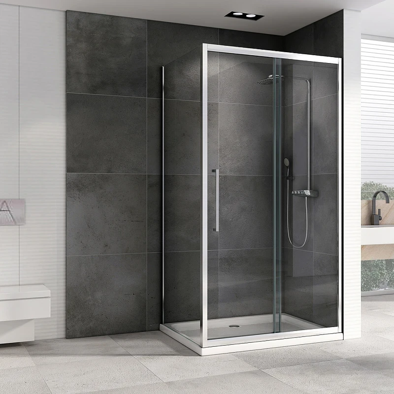 Душевой уголок Abber Schwarzer Diamant 140x50 AG30140H-S50 профиль Хром стекло прозрачное