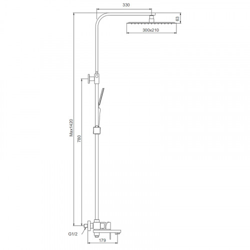 Душевая система Splenka S224.24.05 Сатин нержавеющая сталь на стену