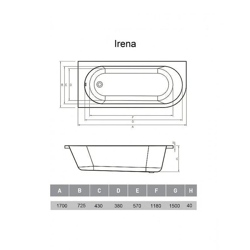 Акриловая ванна Vayer Irena 170х72 L Гл000026131 цвет Белый