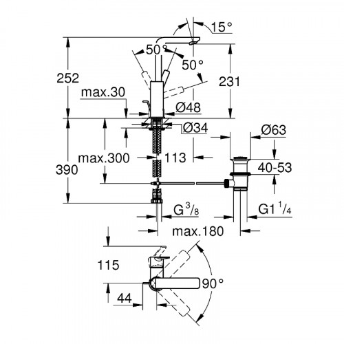 Смеситель для раковины Grohe Lineare New 23296DC1 Суперсталь латунь