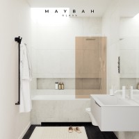 Шторка на ванну Maybah Glass MGV-71-1у 900x1400 в узком профиле Белый стекло бронзовое