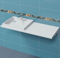 Раковина СанТа Юпитер 120 L 900124 с местом под стиральную машину Белая искусственный камень (литьевой мрамор) подвесная, полувстраиваемая, с местом под стиральную машину