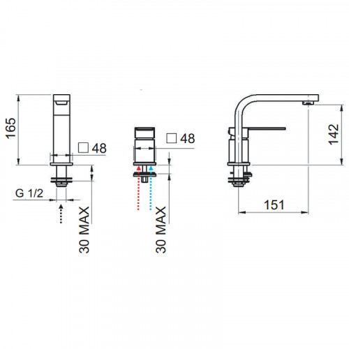 Смеситель для раковины Remer Qubica Q57 Хром латунь