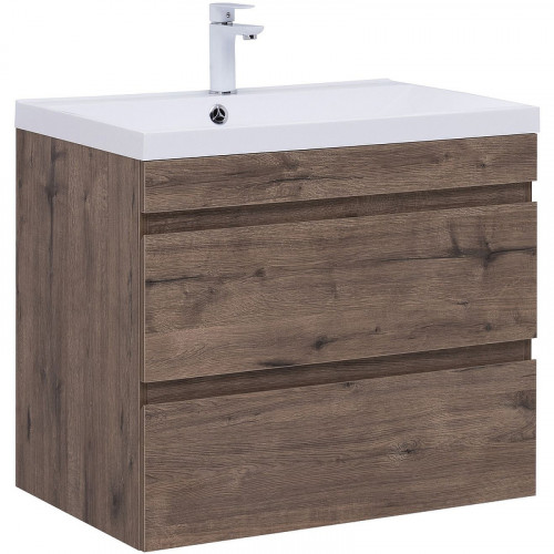 Тумба под раковину Aquanet Нота New 75 334192 подвесная Дуб веллингтон табак МДФ / ЛДСП