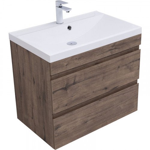 Тумба под раковину Aquanet Нота New 75 334192 подвесная Дуб веллингтон табак МДФ / ЛДСП