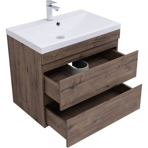 Тумба под раковину Aquanet Нота New 75 334192 подвесная Дуб веллингтон табак МДФ / ЛДСП