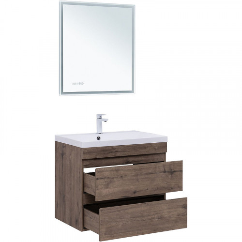 Тумба под раковину Aquanet Нота New 75 334192 подвесная Дуб веллингтон табак МДФ / ЛДСП