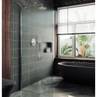 Душевая перегородка Maybah Glass MGD-680-5ш 1090x1950 в широком профиле Хром матовый стекло сатиновое