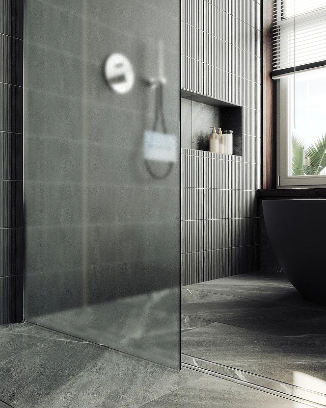 Душевая перегородка Maybah Glass MGD-680-5ш 1090x1950 в широком профиле Хром матовый стекло сатиновое