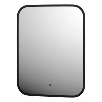Зеркало Defesto Aura 40х50 DF 2971R с подсветкой 15W-3000K/ИК - выключатель/Теплый белый свет/Черная рама