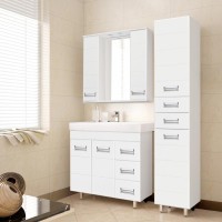 Зеркало со шкафом Style Line Ирис 65 С с подсветкой Белый глянец МДФ / ЛДСП, стекло