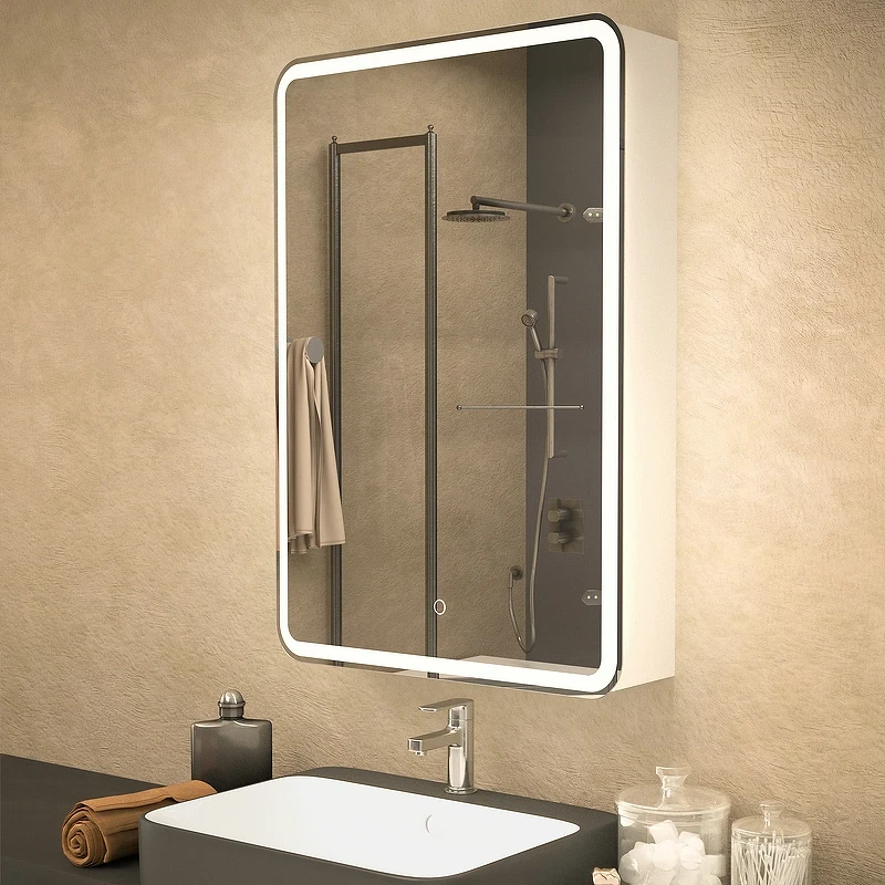 Зеркальный шкаф Azario Adriana 60 L CS00066642 с подсветкой Белый МДФ / ЛДСП, стекло